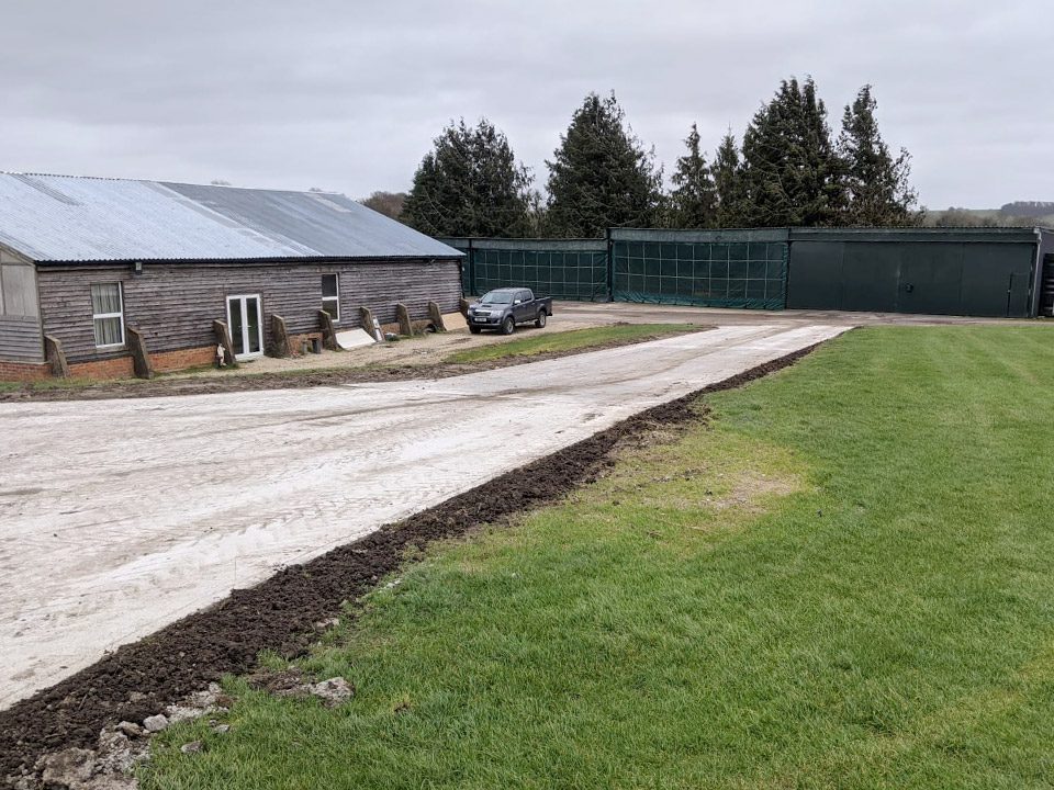 Concreteing barn base in oxfordshire