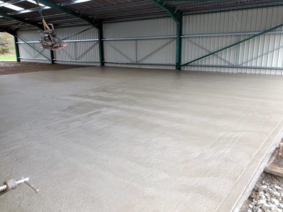 Concreteing barn base in oxfordshire